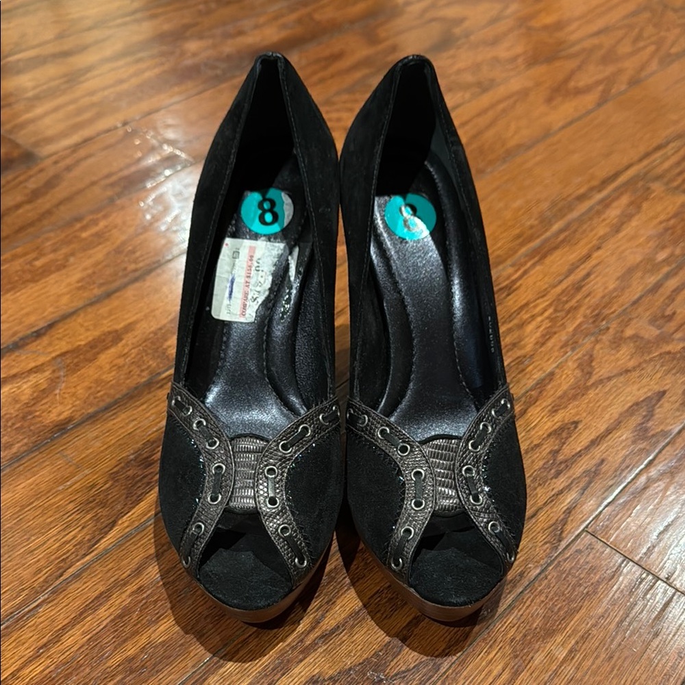 Elegant Black Peep-Toe Heels